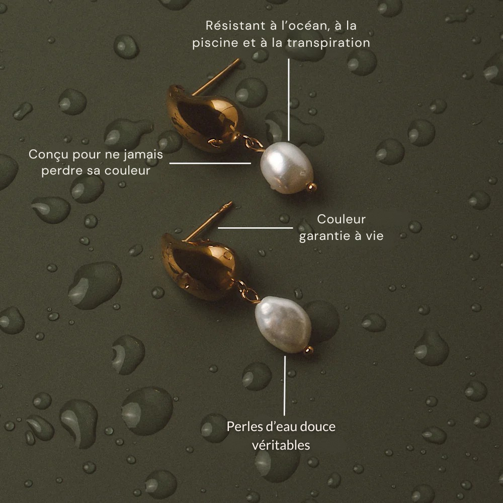 Boucles d’Oreilles Perle Goutte