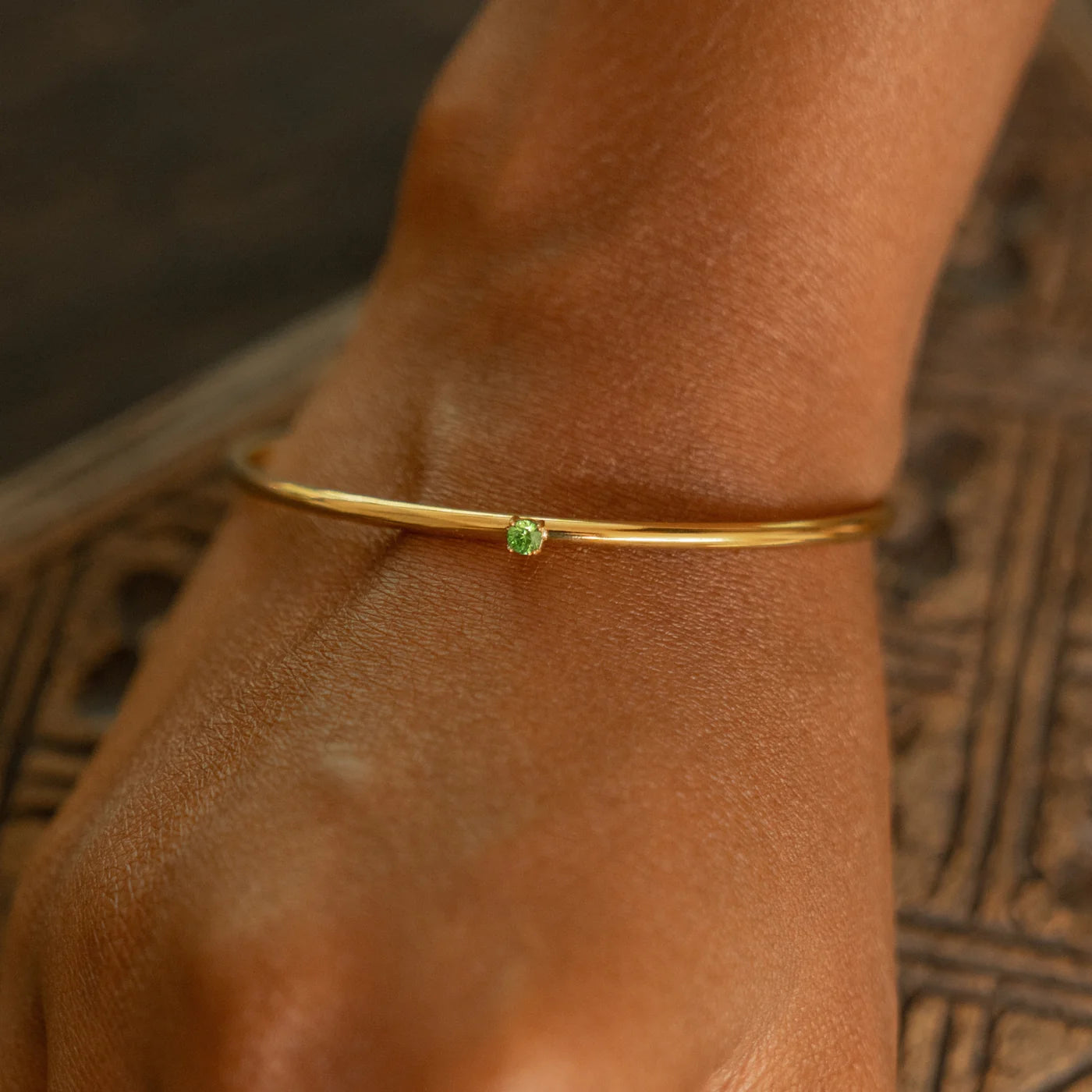 Bracelet Manchette Émeraude Fine